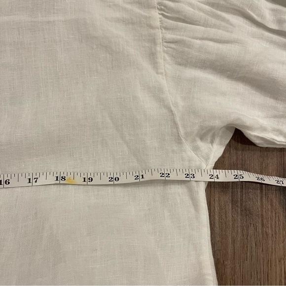 BELLAMBRA Women Large Linen Top Tunic White Balloon Sleeve Made in Italy Coastal - Picture 8 of 10